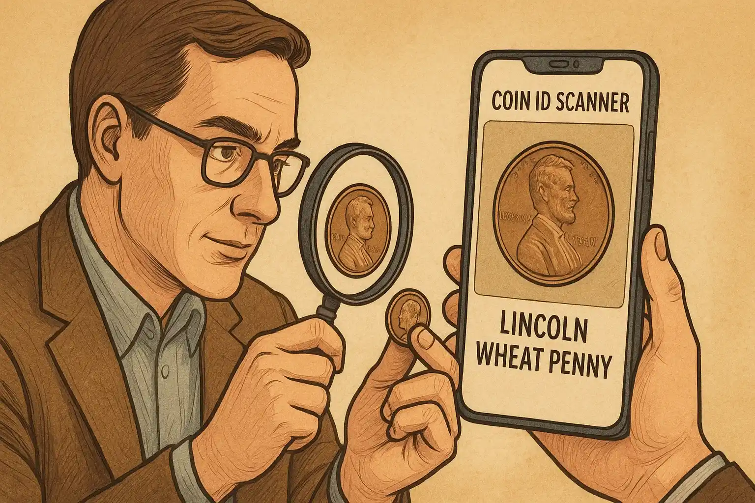 A numismatist scans the Lincoln wheat penny with the help of Coin ID Scanner.