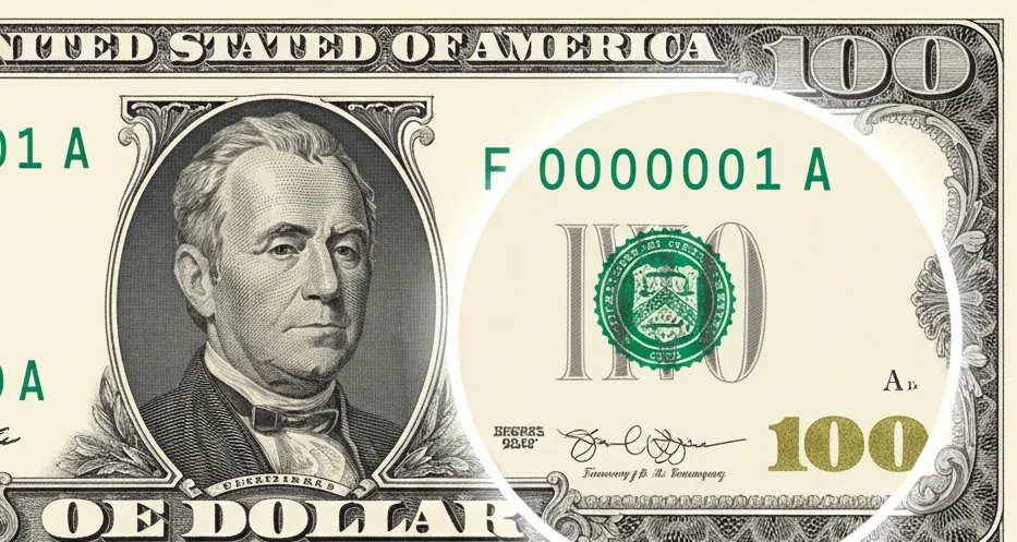 details of a rare 1000 Dollar Bill Number